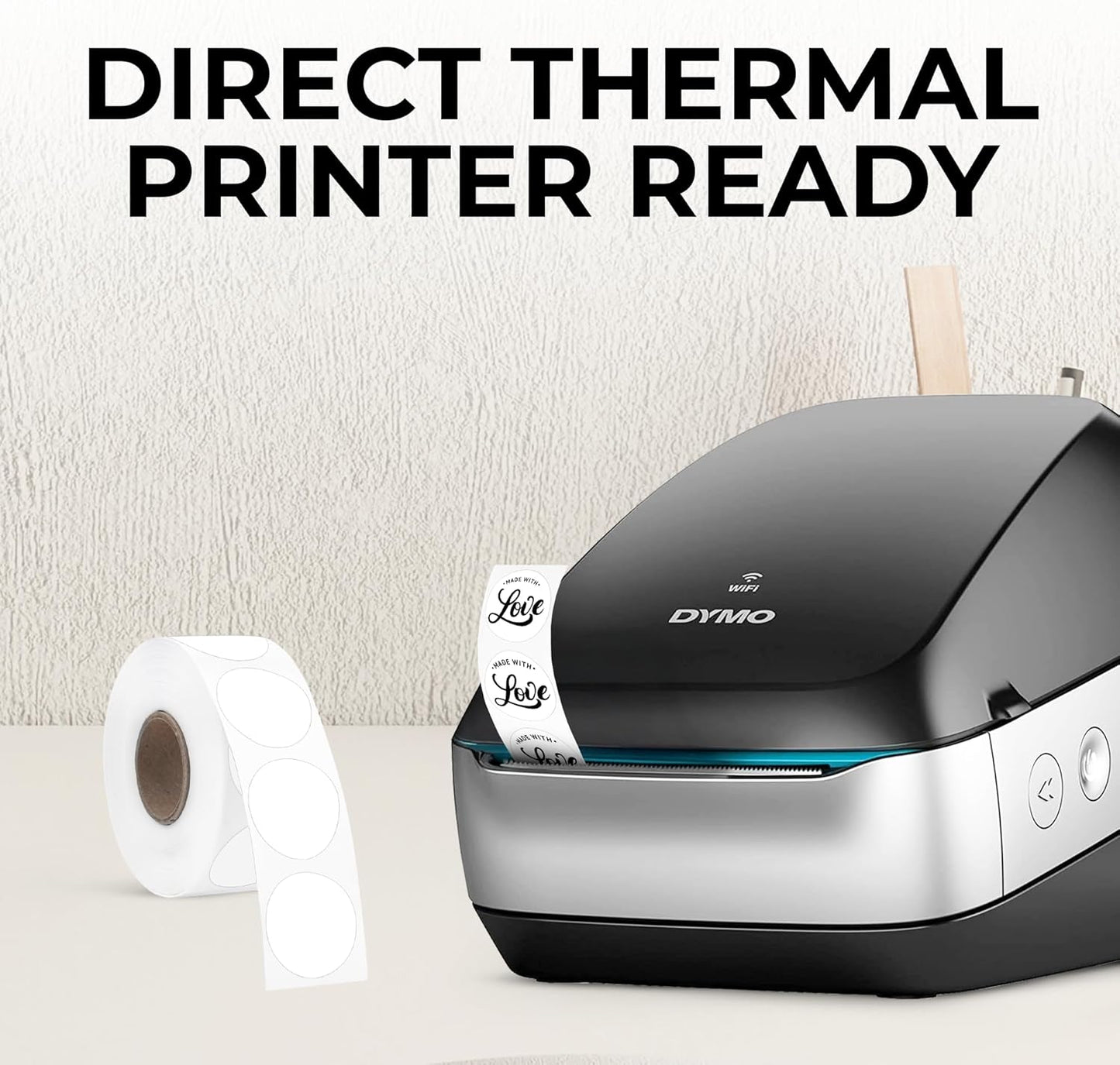 Perco White 1-Inch Perforated Circle Dot Thermal Sticker Labels — 735 Stickers/Roll, Direct Thermal Printer Compatible—with Permanent Adhesive for Color Coding, Garage Sales, Crafts—Made in USA