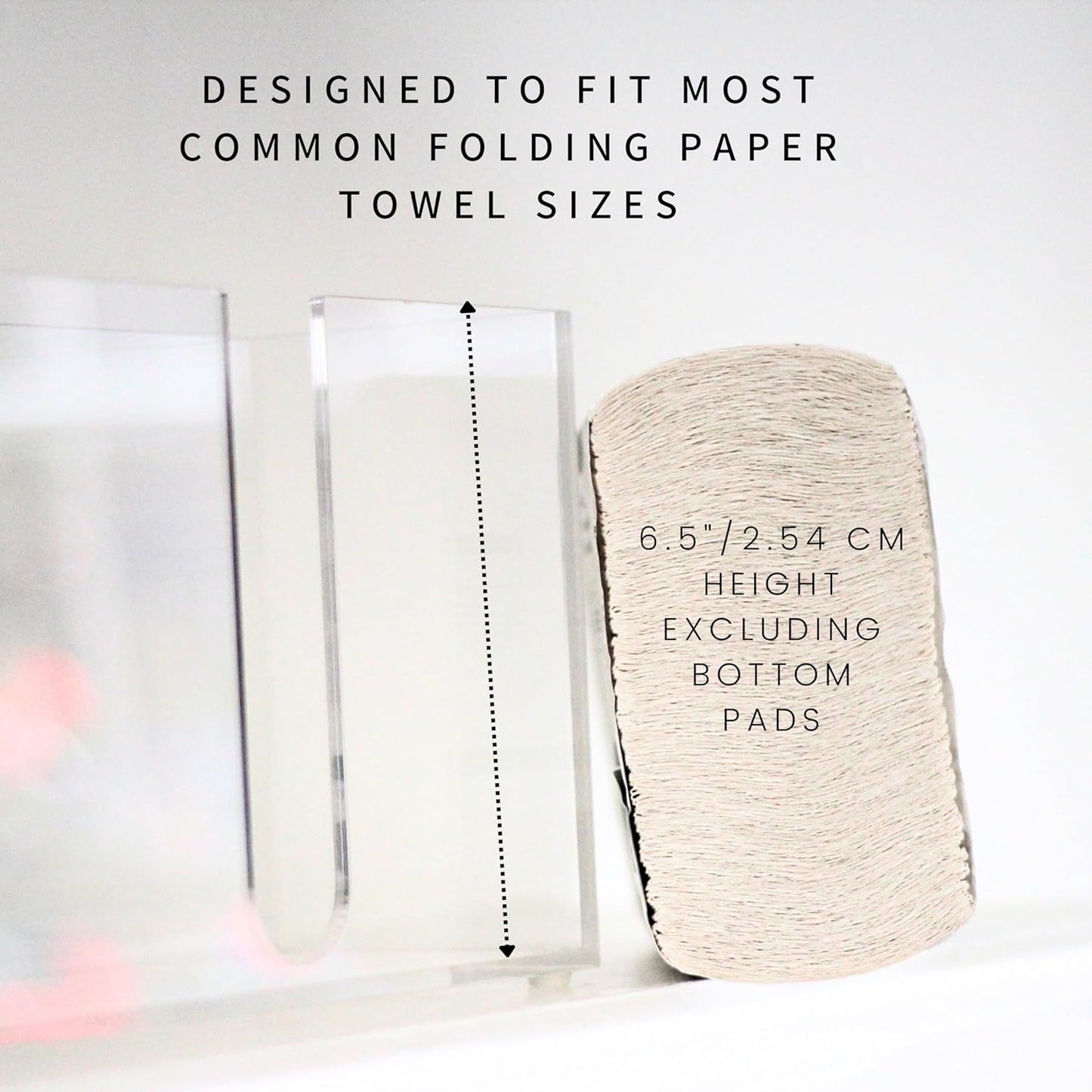 Multifold Paper Towel Dispenser Countertop(5mm-6.5" Tall) Clear Paper Towel Holder, Acrylic Folded Napkin Holder for Kitchen, Countertop C-Fold, Z-Fold, Trifold Paper Hand Towel Dispenser For Bathroom