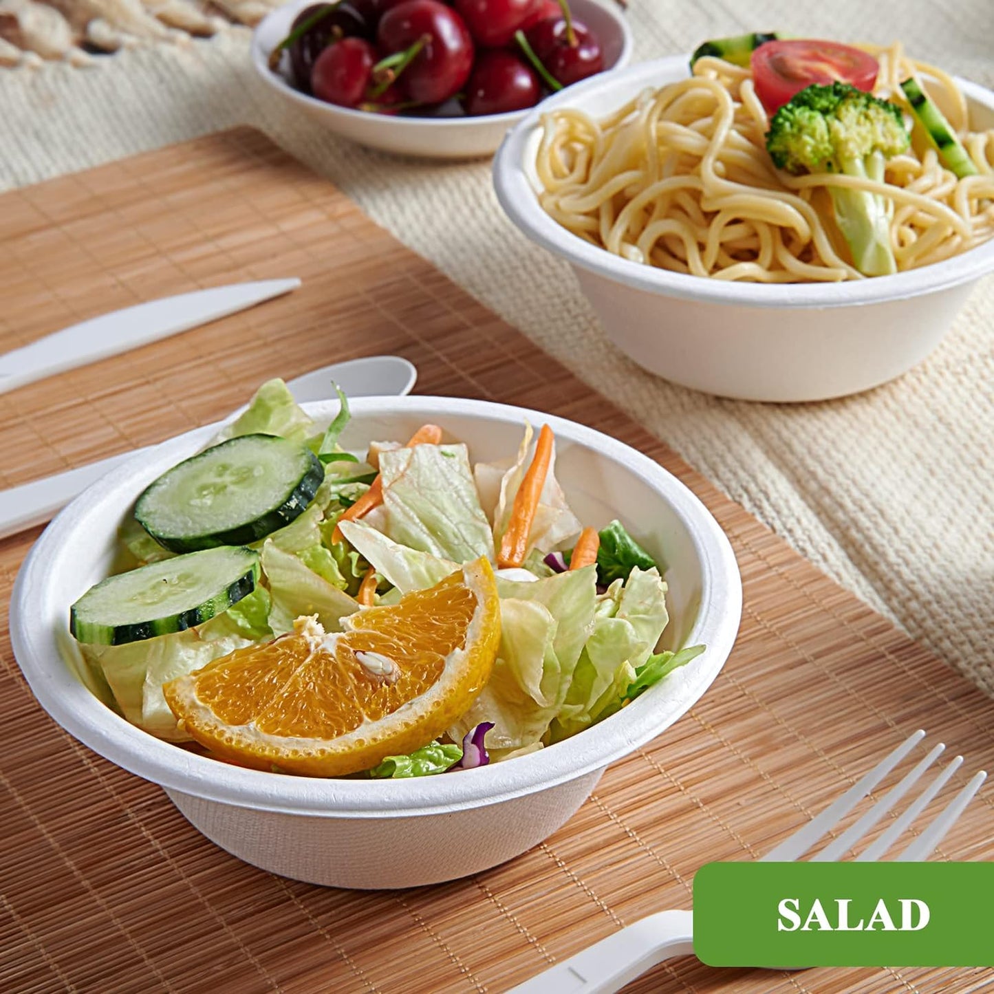 Vplus 200 Pack 12 OZ Paper Bowls, Disposable Compostable Bowls Bulk, Eco-friendly Bagasse Bowls, Heavy-duty Bowls Perfect for Milk Cereals, Snacks, Salads