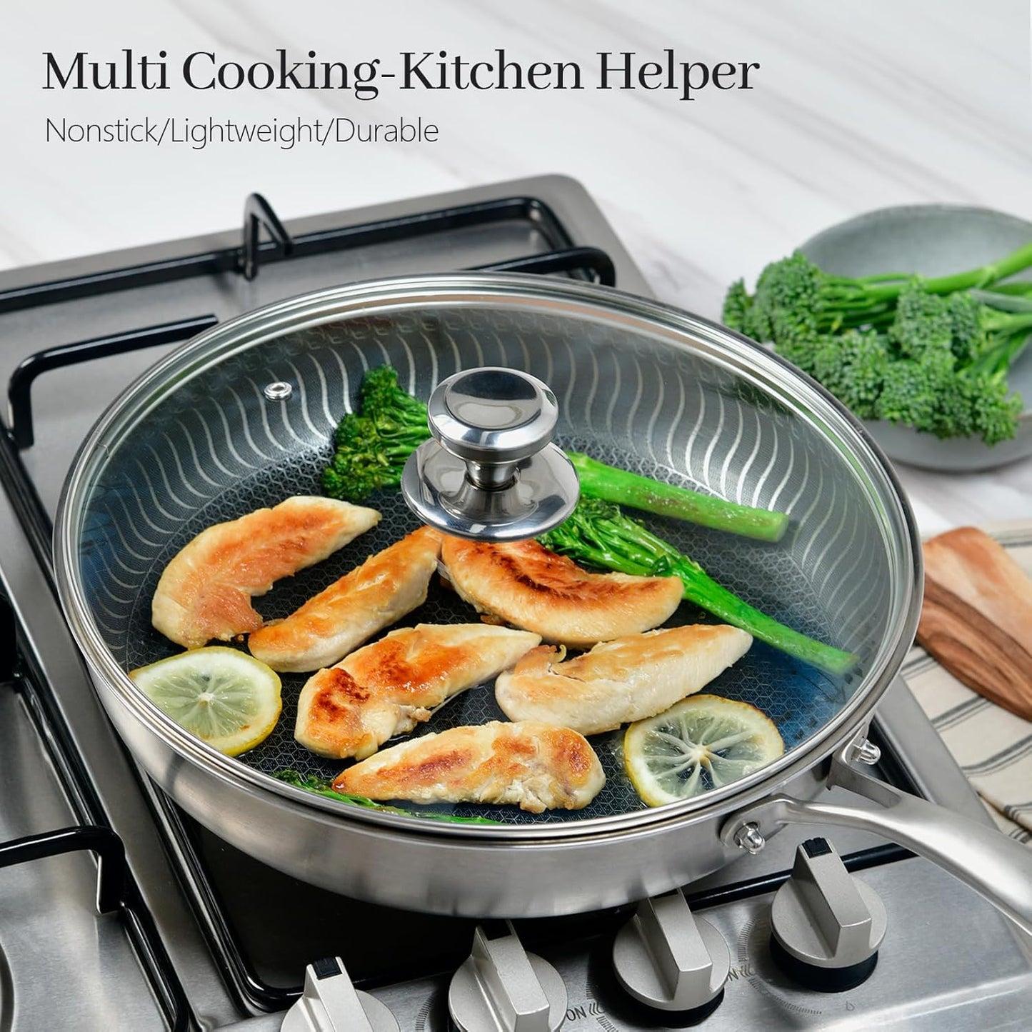 11 In Glass Lid for Frying Pan, Tempered Replacement Cover Compatible with All 11" Cookware for Skillets, Round Cast Iron, Cast Aluminium, Stainless Steel Pans &Pots, 10.8in/ 276mm - 11.2in/292mm