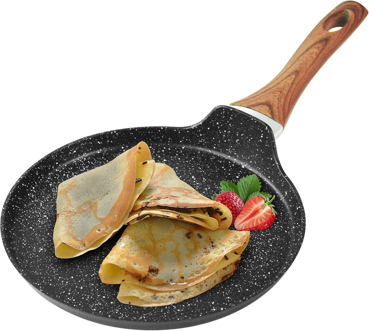 Nonstick Crepe Pan, 8.5 Inch Griddle Pan, Fry Pans for Cooking Eggs, Omelettes, and More - Non-Stick Marble Coating Skillet Induction Compatible