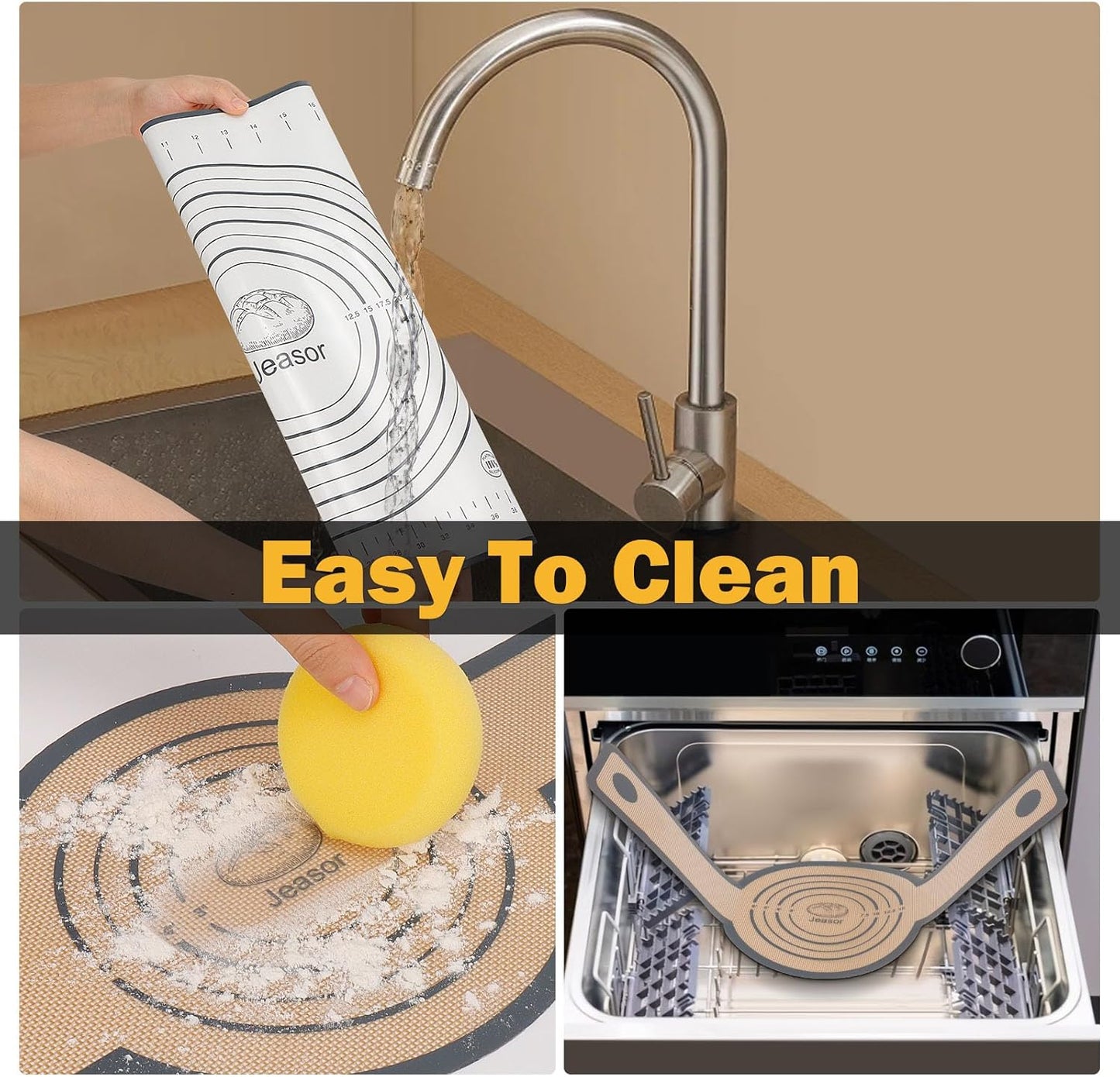 3 PCS Silicone Baking Mat Set, Silicone Bread Sling for Dutch Oven, Reusable Sourdough Bread Baking Supplies, Non-Stick and Easy Clean, with Long Handles