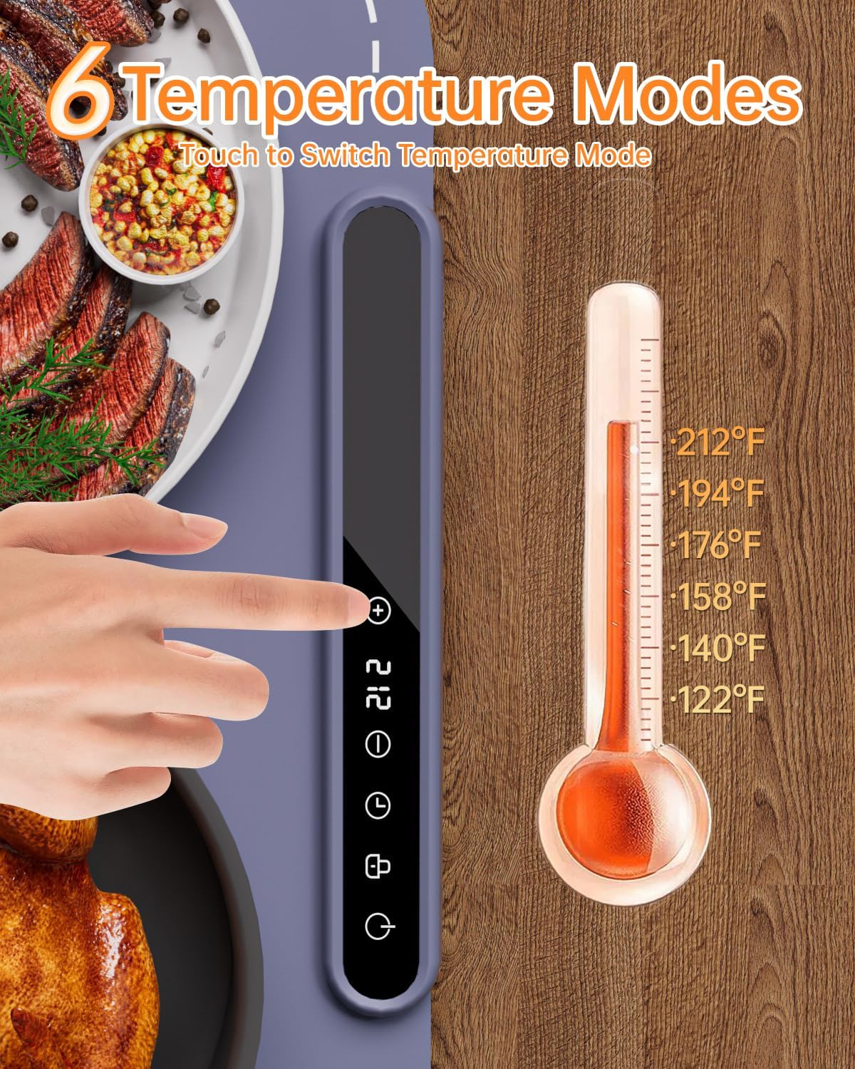 Food Warming Mat, Electric Warming Tray, Fast Full Surface Heating Mat with 6 Level Adjustable Temperature and 6 Hours Timer, Silicone Food Warmers for Gatherings,Parties,Everyday Use