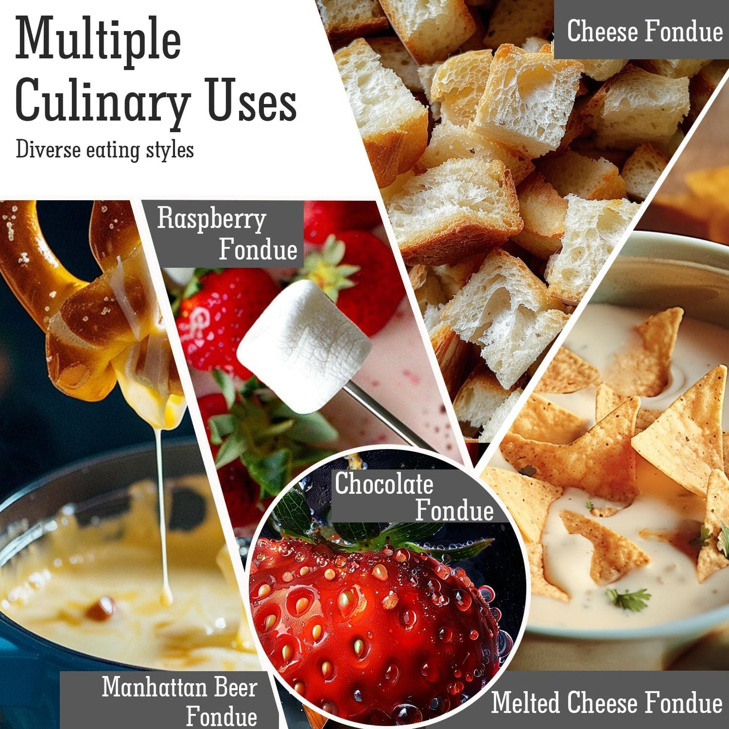 Artestia Swiss Fondue Set for Party - 2L Large Capacity Ceramic Fondue Pot Melting Cheese Chocolate, 6 Fondue Forks, Fondue Party, Wedding Gifts - Autumn Amble