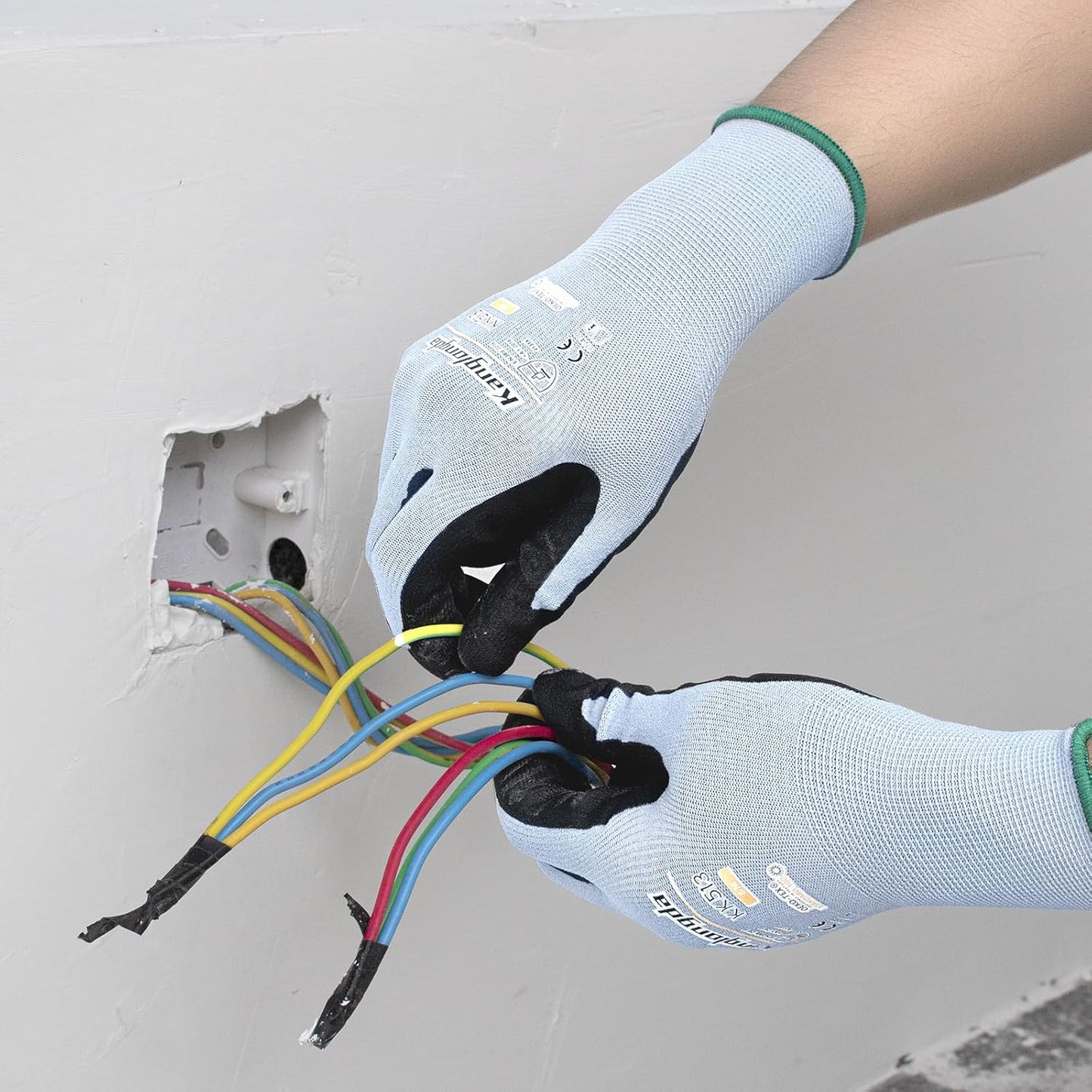 6-Paris Medium Work Gloves for Men and Women, Nitrile Coated Safety Protective Gloves with Grip, Ideal for Gardening, Warehouse, Mechanic, Light Duty Construction Work