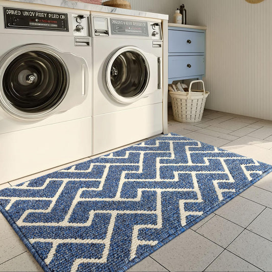 hicorfe Kitchen Rugs and Mats,Kitchen Mats for Floor,20"x31.5" Non Slip Runner Rug,Absorbent Resist Dirt Comfort Standing Mat Machine Washable for Entryway,Hallway,Front of Sink(Navy Blue)