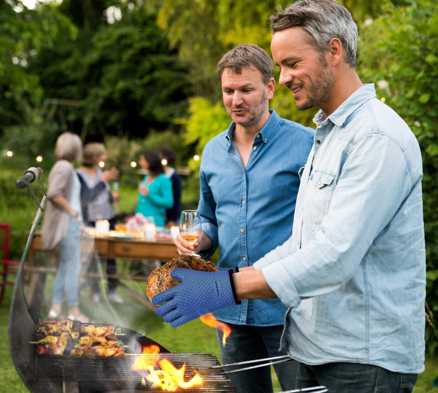 KITCHEN PERFECTION S Silicone Smoker Oven Gloves -Extreme Heat Resistant BBQ Gloves -Handle Hot Food Right on Your Grill Fryer Pit|Waterproof Oven Mitts |Superior Value Set+3 Bonuses