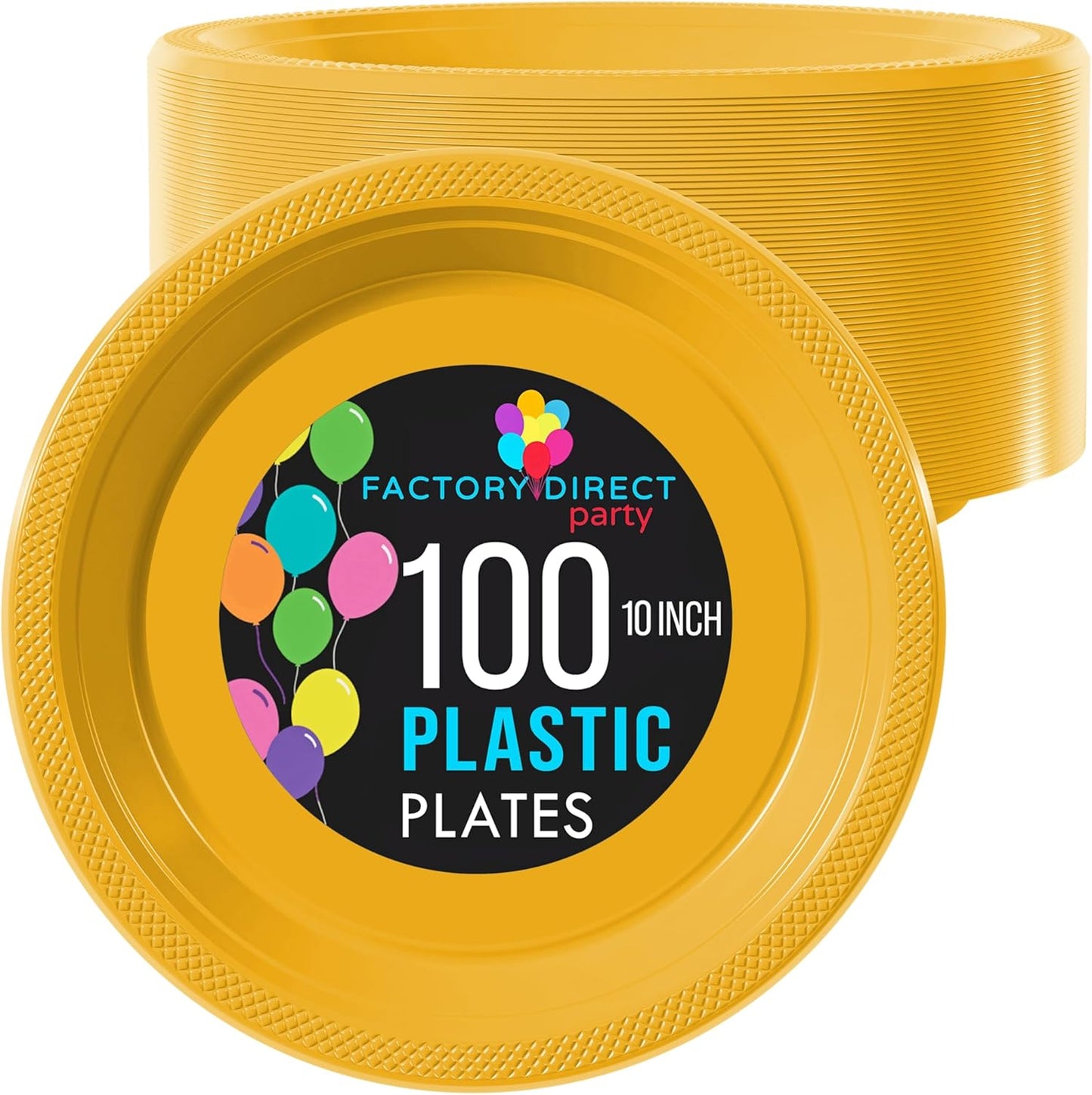 Exquisite Party Solids Yellow Plastic Plates For Party 10" Yellow Disposable Plates Heavy Duty Supplies 100 Pcs Plastic Dinnerware Sets Heavy Duty 350 GSM Disposable Dinnerware Set