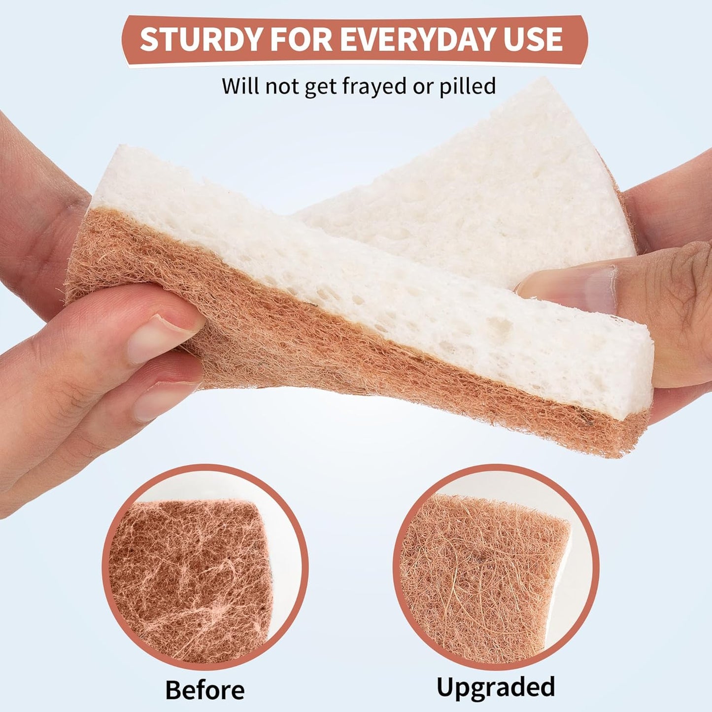 HOMERHYME Natural Dish Sponge 12 Pack, Non-Scratch Scrub Kitchen Sponge, Eco Multipurpose, Odor-Less Dual-Sided for Dish Washing & Household Cleaning