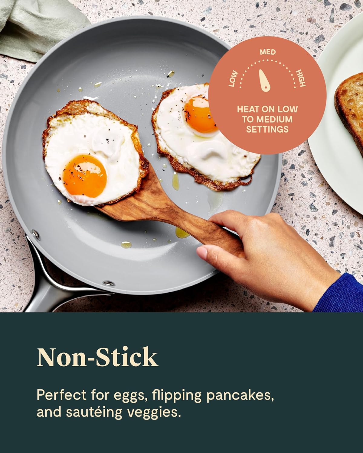 Caraway Nonstick Ceramic Frying Pan With Glass Lid (2.7 qt, 10.5") - Non Toxic, PTFE & PFOA Free - Oven Safe & Compatible with All Stovetops (Gas, Electric & Induction) - Black