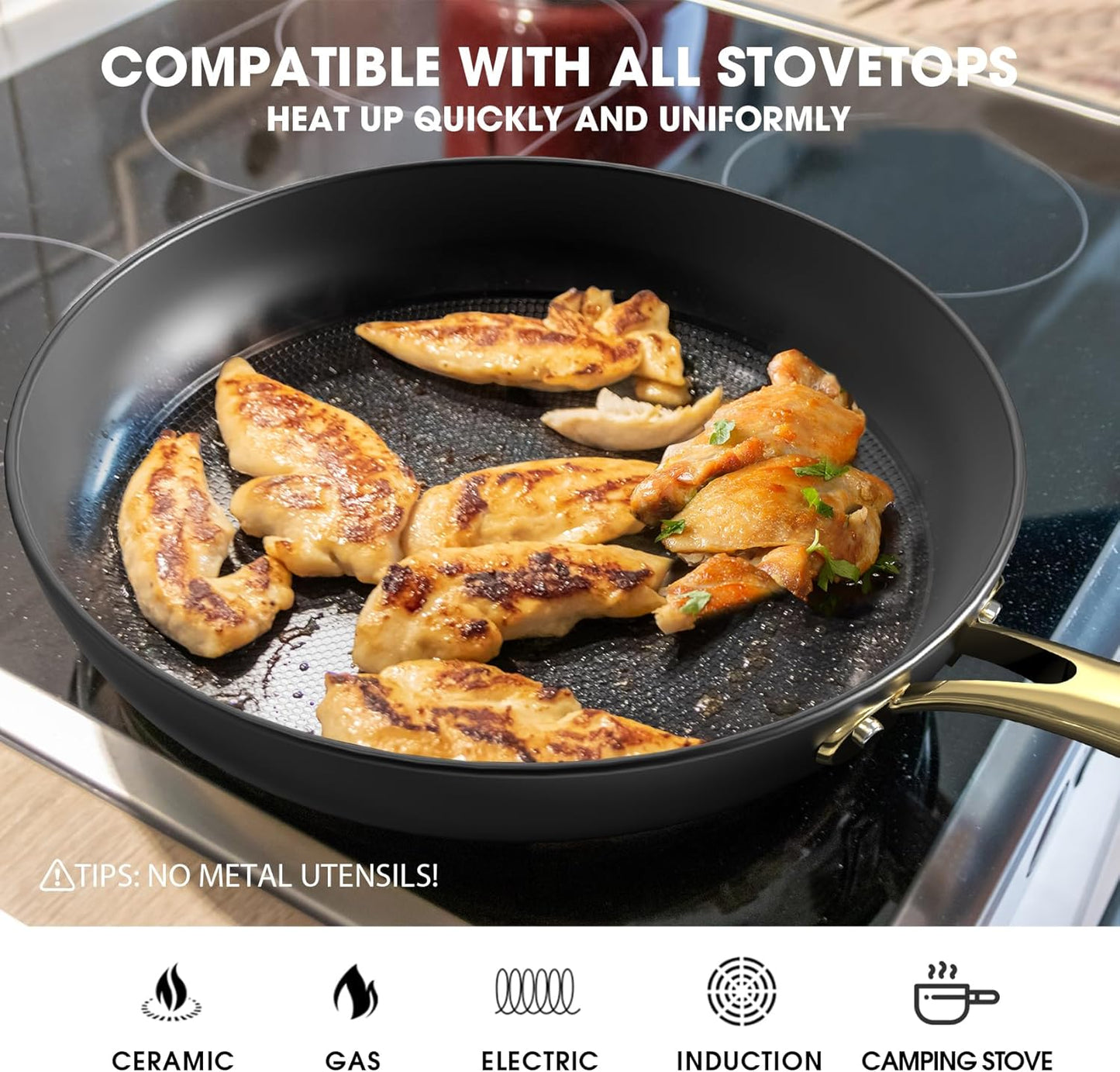 imarku Non stick Frying Pans, Long Lasting 10 Inch Frying Pan, Professional Nonstick Frying Pan Cast Iron Skillet, Stay Cool Handle, Easy Clean Oven Safe Pans, Birthday Day Gifts