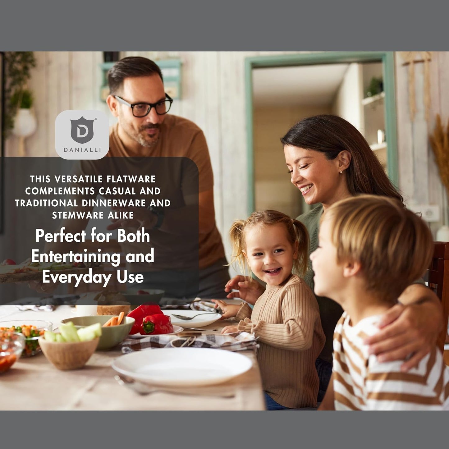 Hammered Silverware Set with Serving Utensils, 18/10 Stainless Steel Flatware for 8, Dishwasher Safe, Mirror Finish, Heavy-Duty, Built to Last (45-Piece Including a Serving Set, Fidenza Hammered)