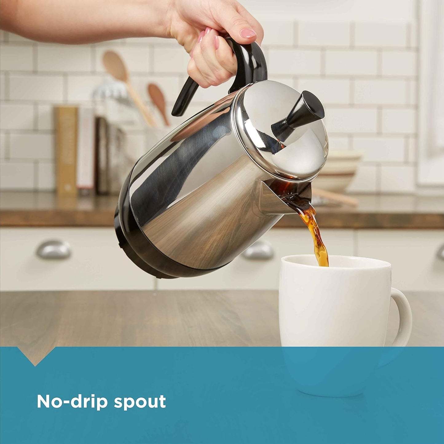 Farberware Electric Coffee Percolator, Stainless Steel Basket, Automatic Keep Warm, No-Drip Spout, 8 Cup