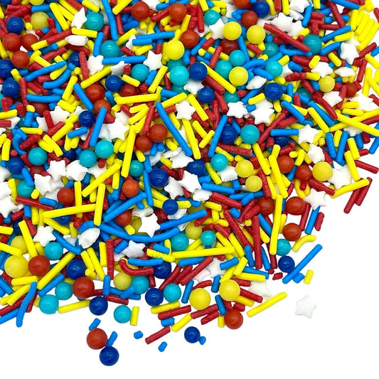 Manvscakes Sprinkles- Edible Cake and Cupcake Sprinkles with Assorted Shapes and Sizes for Parties, Metallic Sprinkle Mix for Cookies, Ice Cream, Cake and Cupcake Decorating, 4 oz (Primary)