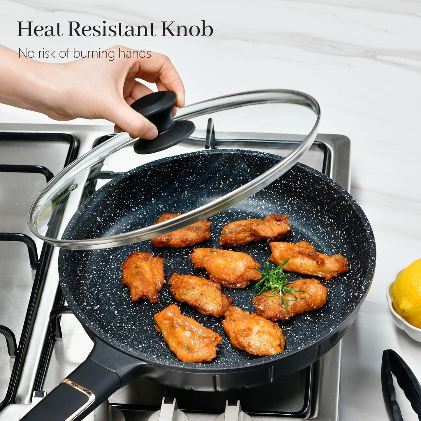 11 In Glass Lid for Frying Pan, Tempered Replacement Cover Compatible with All 11 Inches Cookware for Skillets, Round Cast Iron, Cast Aluminium, Stainless Steel Pans &Pots