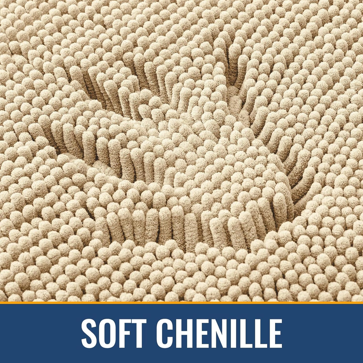 Arotive Bathroom Rugs 70x24, Extra Soft Absorbent Shaggy Chenille Bath Rugs, Machine Washable Rubber Backing Non-Slip Bath Mats for Bathroom Floor Tub and Shower, Home Decor Accessories, Beige