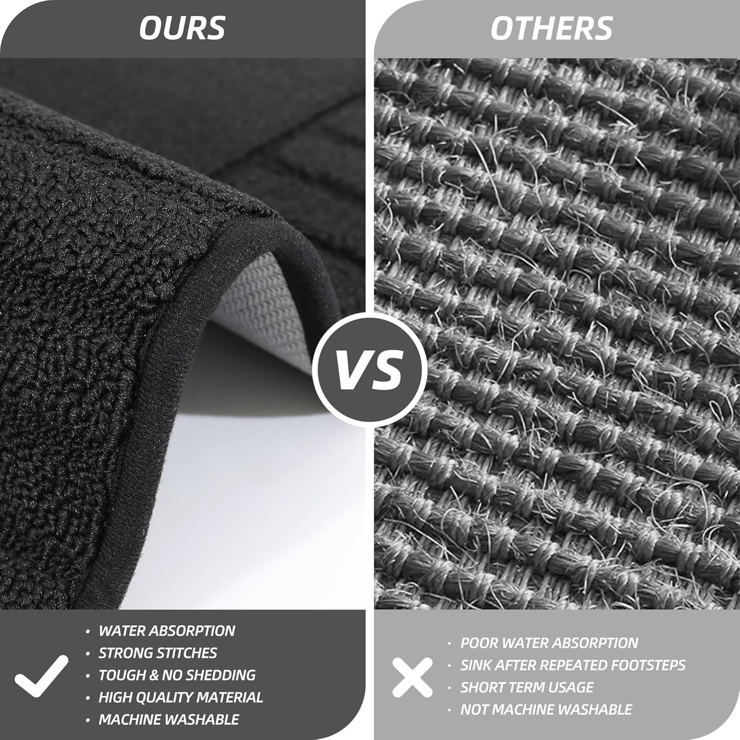 BEQHAUSE-Kitchen-Rugs-and-Mats Non Slip Kitchen Runner Rug Absorbent Kitchen Mats for Floor Machine Washable Kitchens Floormat,Black 24x60inch