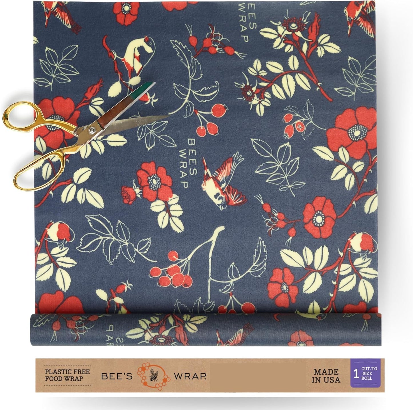 Bee's Wrap Beeswax Wraps for Food - Botanical Cut to Size 14x52" Wax Paper Roll - Made in USA Reusable Waxed Paper & Bowl Covers - Organic & Eco-Friendly Alternative to Aluminum Foil & Plastic Wrap