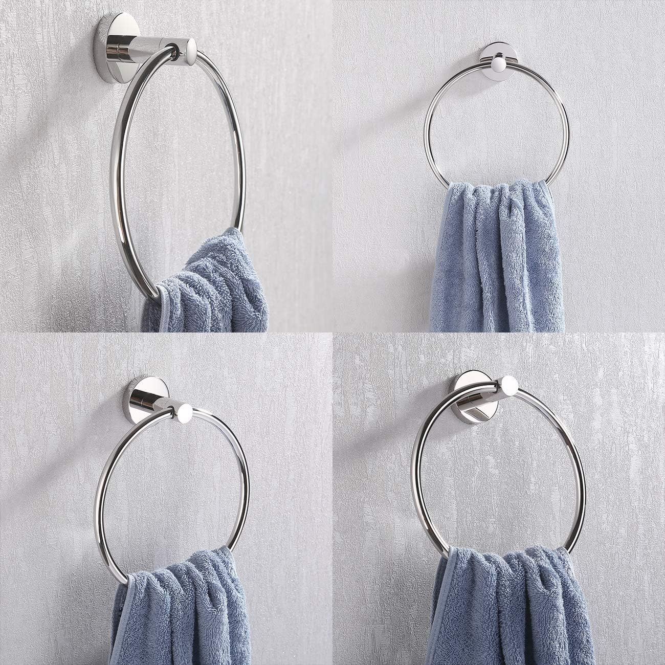 KES Bathroom Hand Towel Holder SUS 304 Stainless Steel Towel Ring Round Bath Towel Holder Wall Mount Polished Finish, A2180