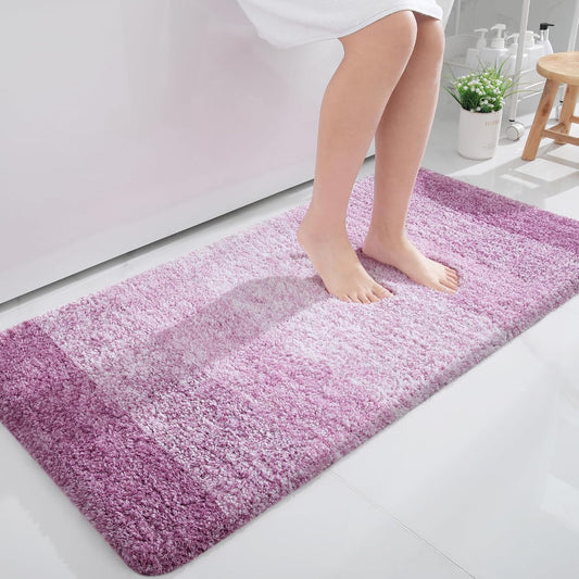 OLANLY Bathroom Runner Rugs 44x24, Extra Soft Absorbent Microfiber Bath Rugs, Rubber Backing, Quick Dry, Washable Bath Mats for Bathroom Floor, Tub and Shower, Home Decor Accessories, Pinkish-Purple