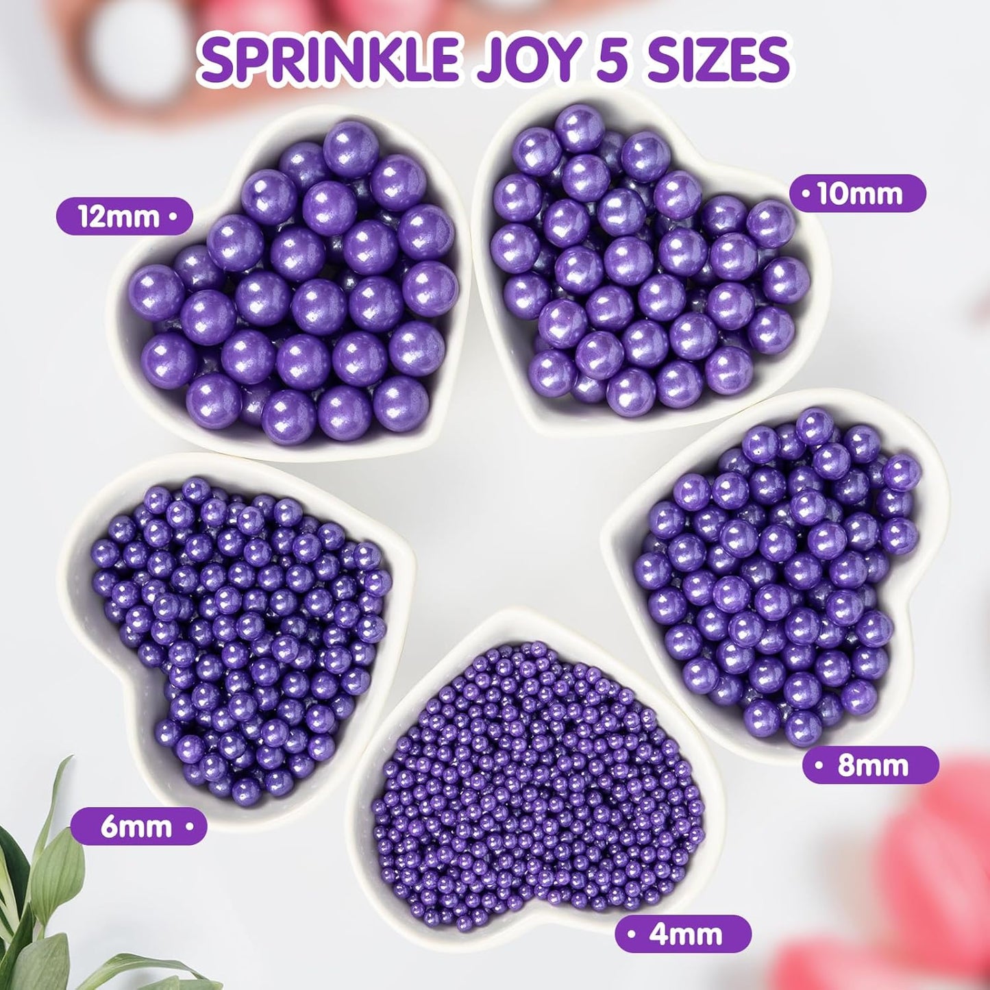 Edible Pearl Sprinkles,Purple Pearl Sugar Sprinkles,Mix Size,Baking Edible Cake Decorations Candy,Cupcake Toppers,Cookie Decorating Donuts Ice Cream Toppings, Party Supplies130g/4.58oz