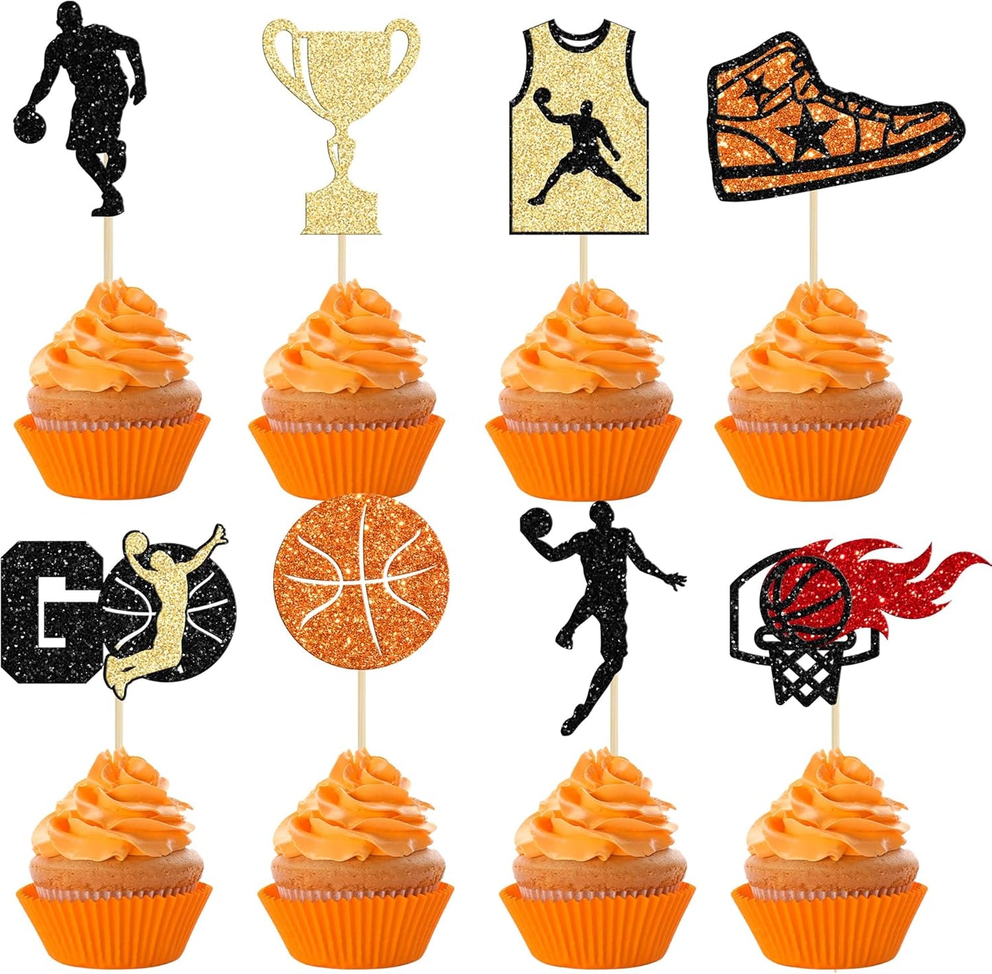 24 Pack Basketball Cupcake Toppers Basketball Player Apparel Cupcake Picks Baby Shower Players Sports Theme Birthday Party Cake Decorations Supplies