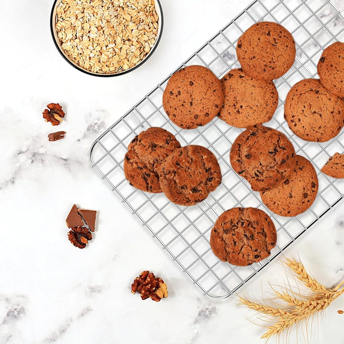 E-far Stainless Steel Baking Sheet with Wire Rack Set, 10.5” x 8.3” Cookie Sheet Baking Pan for Toaster Oven, Small Metal Tray with Cooling Rack for Cooking Roasting, Non-Toxic & Dishwasher Safe