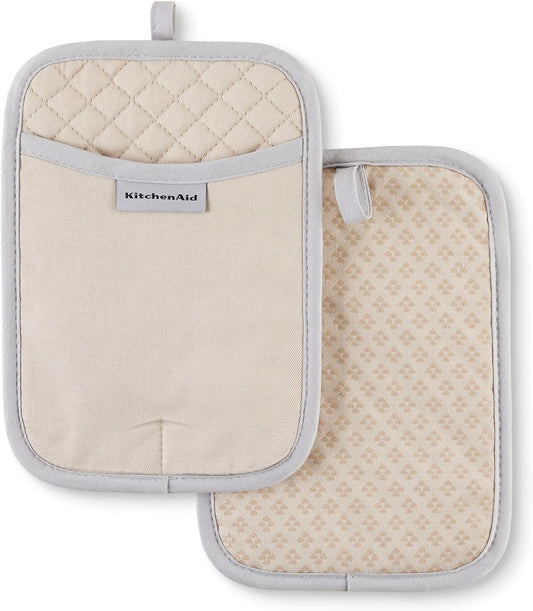 KitchenAid Asteroid Pot Holder 2-Pack Set, Milkshake Tan, 7"x10"