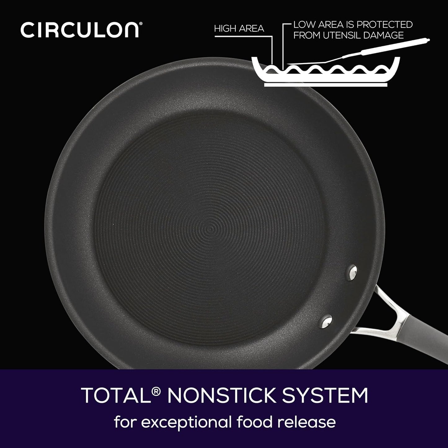 Circulon Radiance Deep Hard Anodized Nonstick Frying Pan /Skillet with Lid - 12 Inch, Gray