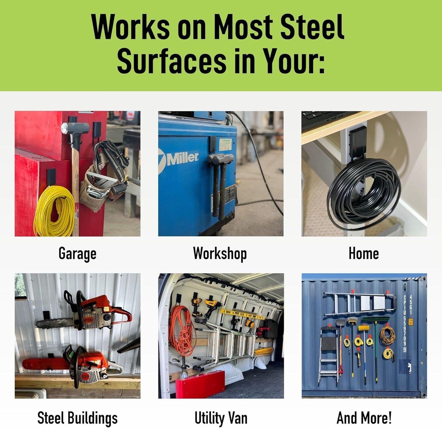 GATOR MAGNETICS MIDI 4 in Open Hooks, 25 lb Heavy Duty Magnetic Hooks for Steel Surfaces, Patented Easy-Release, Non-Slip Grip – Storage & Organization, Garage, Shed, Home, Cleaning Tools - 3 Pack