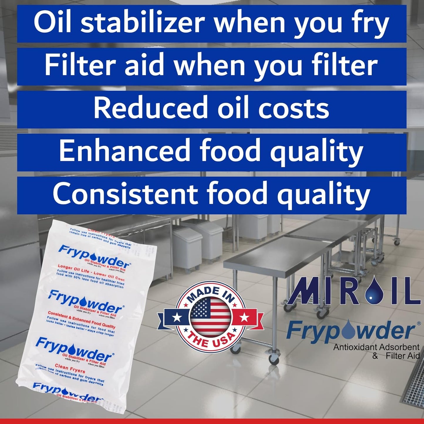 MirOil L106 Fry Powder Oil Stabilizer and Filter Aid, Deep Fryer Cooking Oil Saver, Removes Fryer Grease Contaminants & Carbon Deposits, Helps Save Grease, 2 x 4 Gallons of L104 (8Gallons) Fry Powder