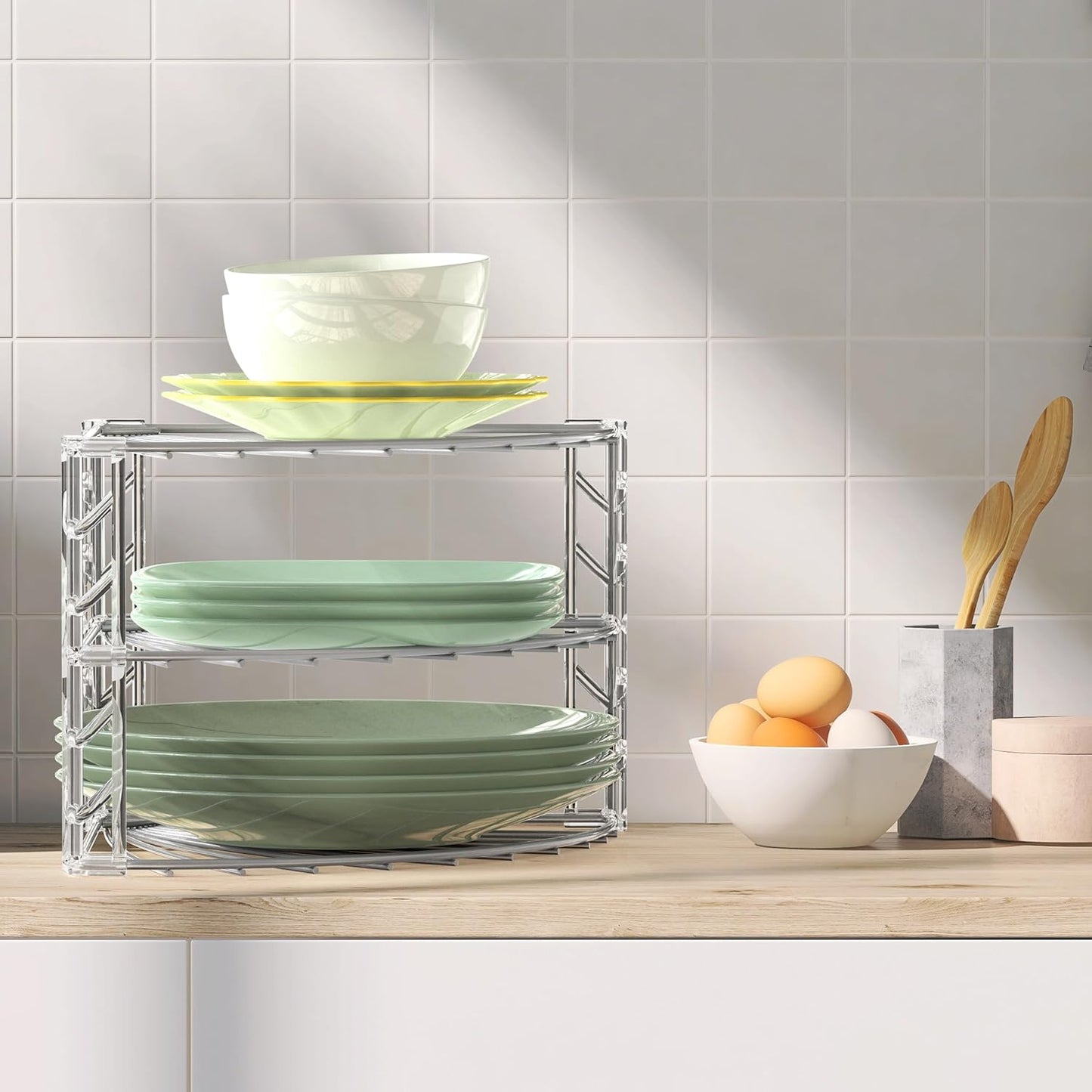 Simple Houseware 3-Tier Counter Corner Shelf Organizer, Silver
