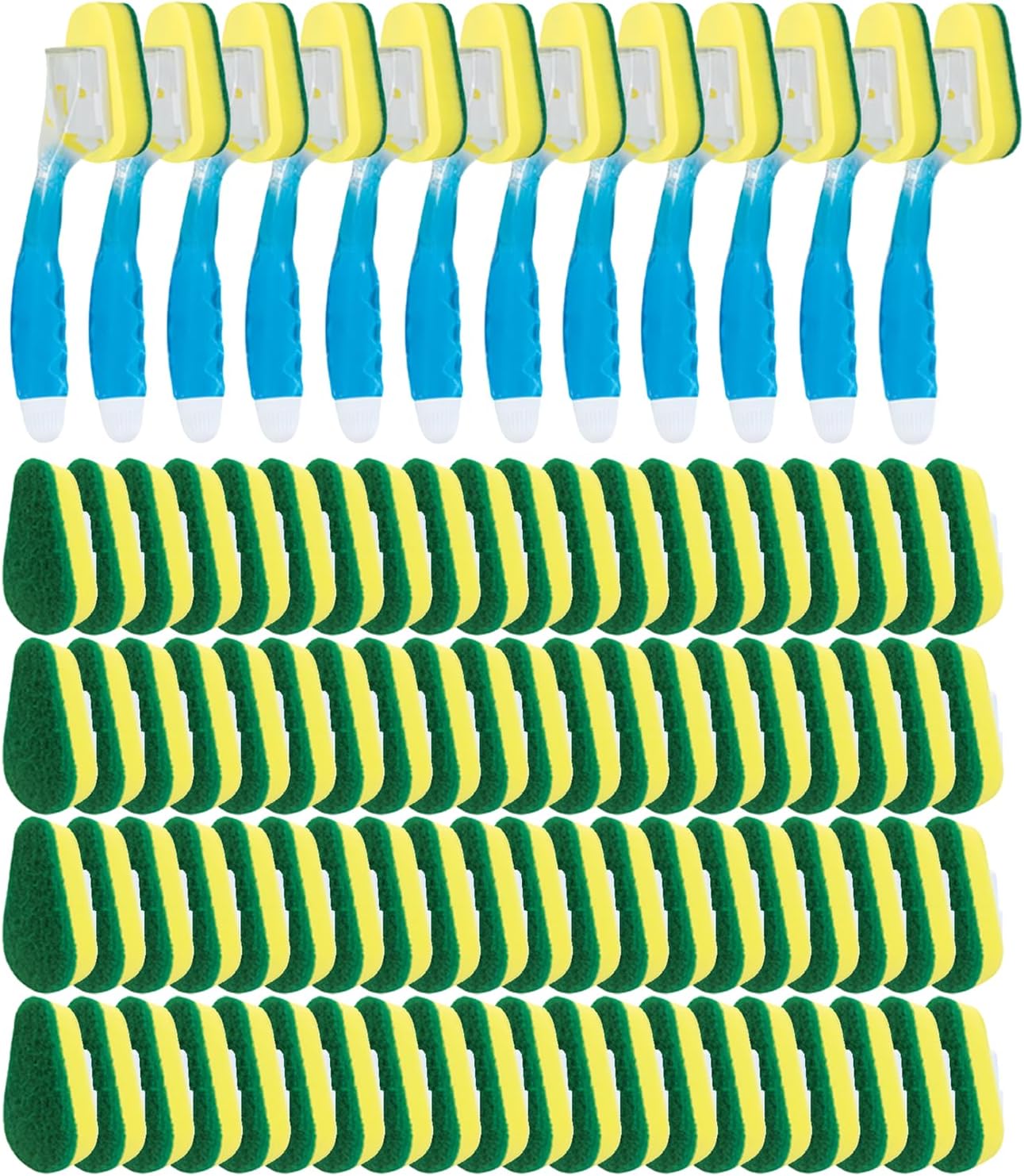 LOLA Dish Brush w/Soap Dispenser Wand, 12 Brush w/Heads & 72 Refills, Absorbent Sponge Scrubber, No Leaking. Clean Dishes, Sinks and Cookware