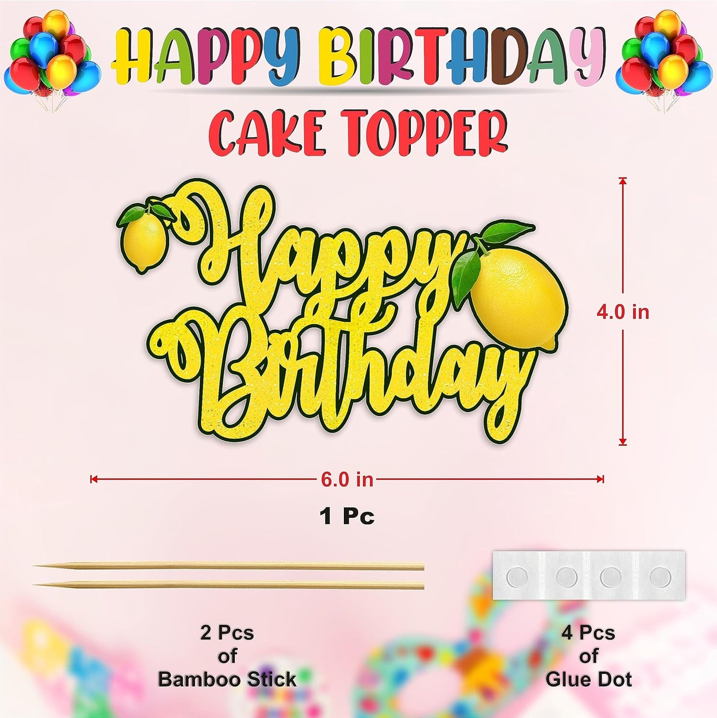 Seyal® Lemon Happy Birthday Cake Topper