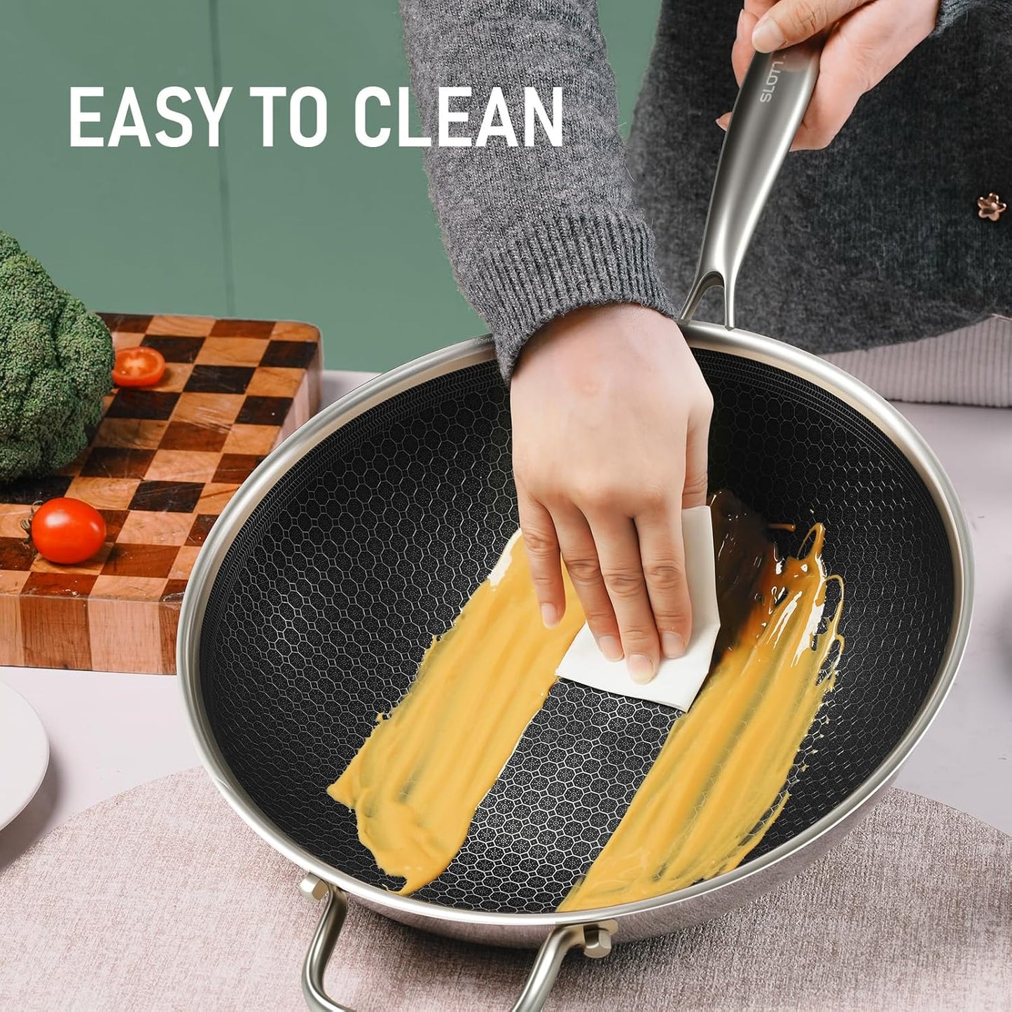 Hybrid 12-Inch Wok with Steamer,Nonstick Stainless Steel Woks & Stir-fry pans with Lid,Stay-Cool Handle,PFOA Free Cookware,Dishwasher and Oven Safe, Works on Induction