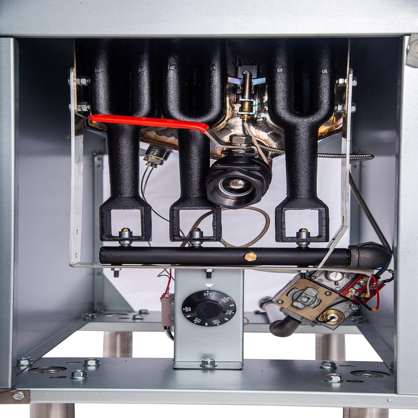 CLIVIA Liquid Propane Deep Fryer, Commercial Floor Fryer with 2 Baskets, 40 lb. Capacity with 3 Burners, Total 90,000 BTU Liquid Propane Powered Fryer for Restaurants