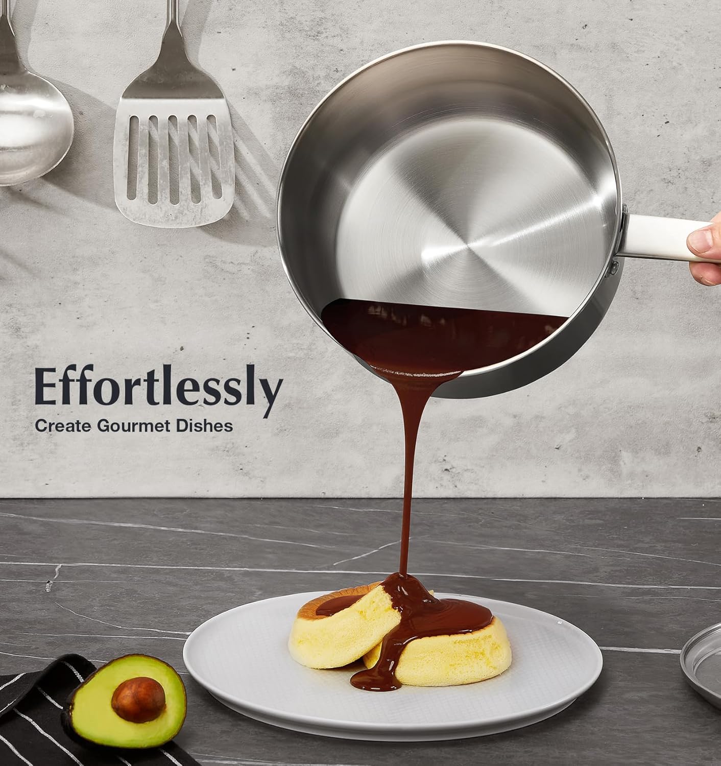 KOCH SYSTEME CS 1 Quart Stainless Steel Saucepan, 1 Quart Saucepan with Lid, Premium Steel Sauce Pan, Indutcion Sauce Pan with Lid, Small Sauce Pot, Stainless Steel Pot 1 QT, Oven Safe