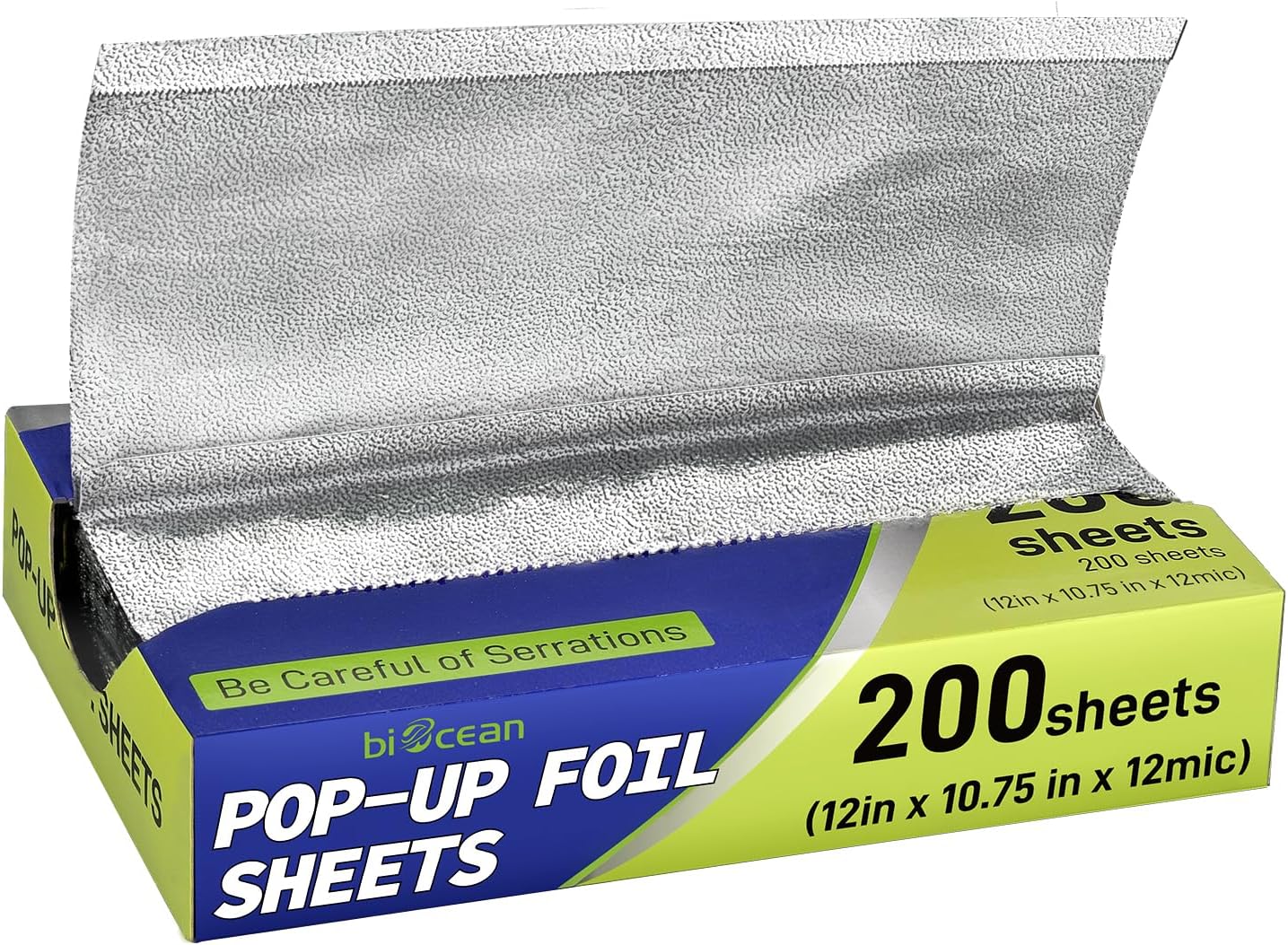 200 Pre-Cut Aluminum Foil Sheets, 12" x 10.75" Pop-Up Foil Sheets for Restaurant Use, Disposable Food Wrapping for Burritos, Hot Dogs, and Sandwiches