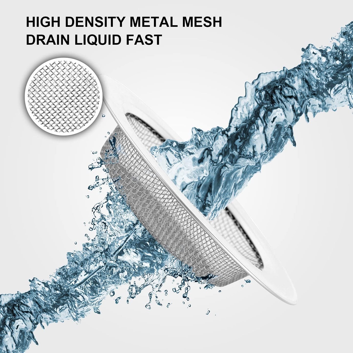 2PCS Kitchen Sink Strainer-Stainless Steel Mesh Drain Strainer,Large Wide Rim 4.5" Diameter