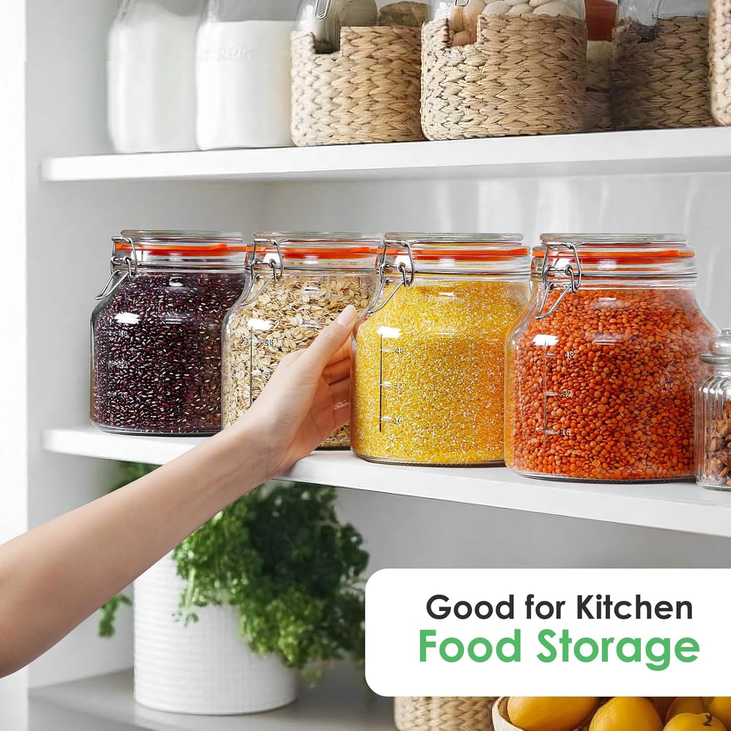 2 Pack 79oz Glass Jar with Lid(2350ML), 0.6 Gallon Mason Jars Wide Mouth with Airtight Lid, Glass Pickle Jar for Food Storage, Cookies, Pickling, Kombucha(Includes 2 Spare Seals)