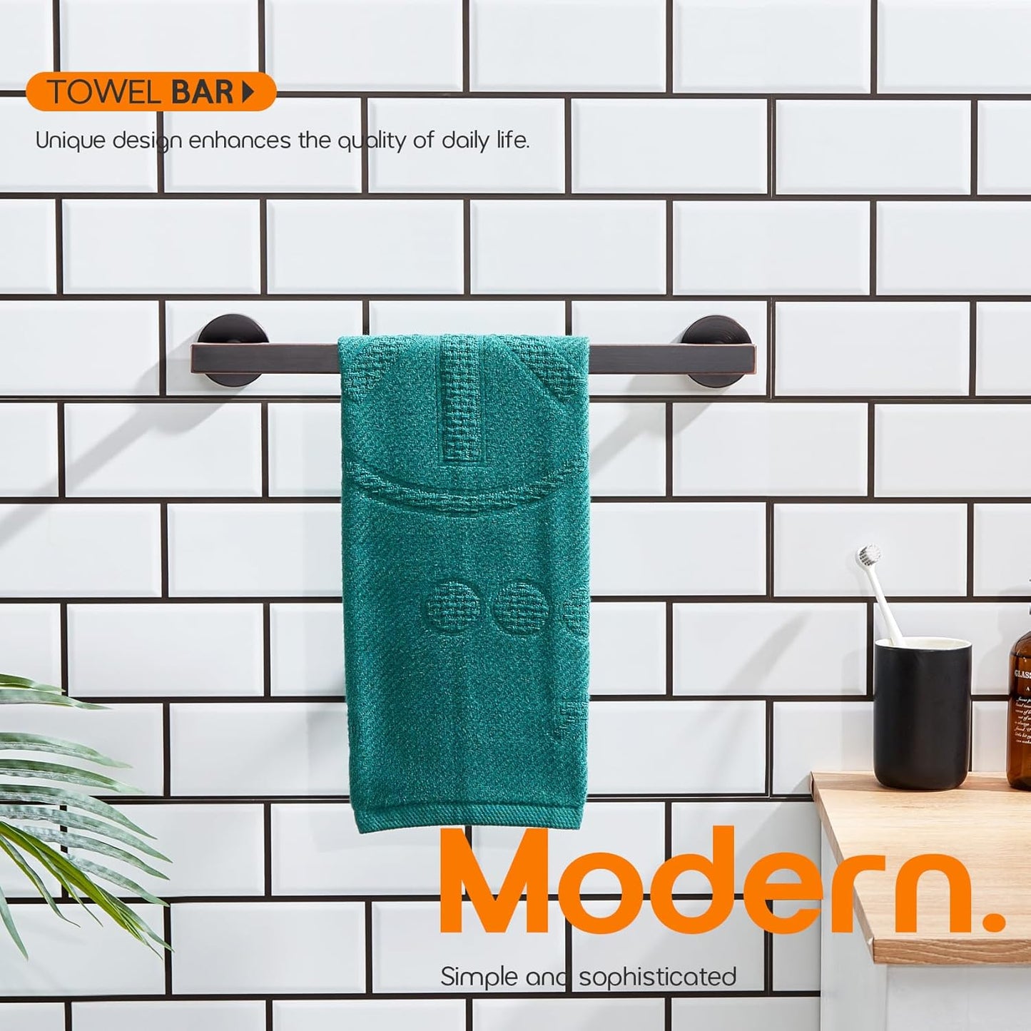 12 Inch Bathroom Towel Bar Bath Towel Rack Kitchen Towel Holder Towel Ring Wall Mounted SUS304 Stainless Steel Oil Rubbed Bronze AN4001ORB-L12