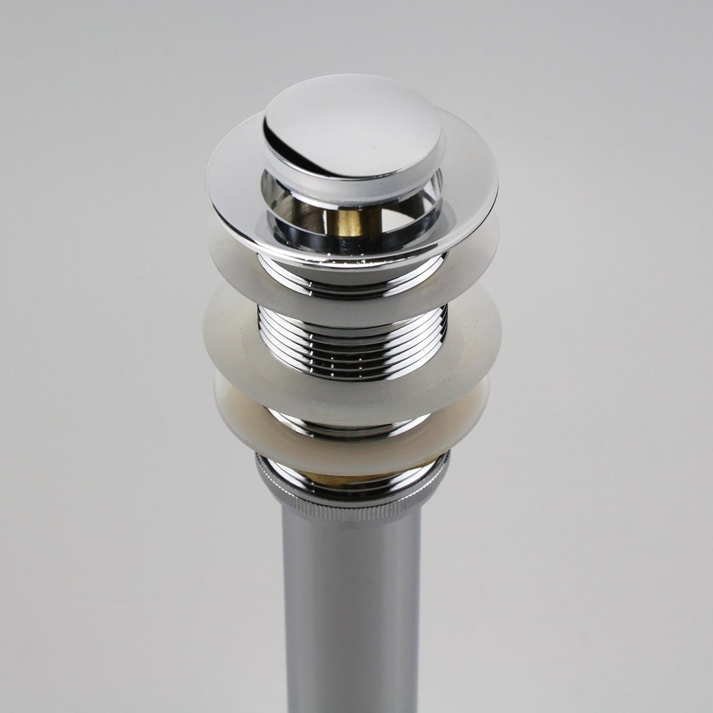 Polished Chrome Pop Up Sink Drain without Overflow, Bathroom Faucet Vessel Vanity Sink Drain Stopper