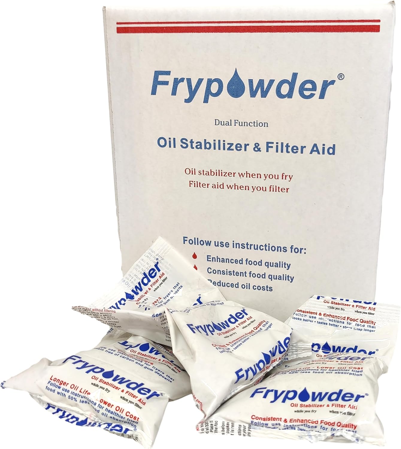 MirOil P32B Fry Powder Oil Stabilizer Filter Aid, 32 x Size B Portion Pack (240 ML Each), Deep Fryer Cooking Oil Saver, Removes Carbon Deposits