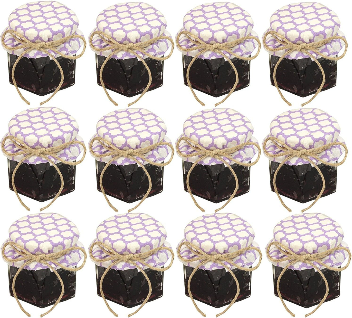 1.5 oz Hexagon Mini Glass Jars with BLACK Lids and Labels (Pack of 24)