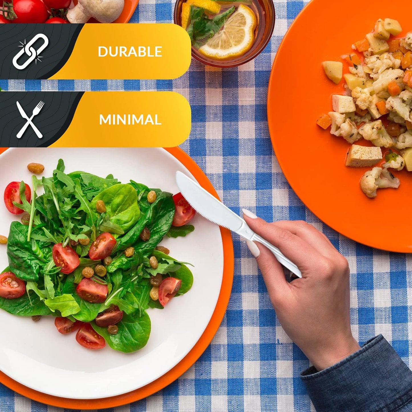 PAMI Heavy Weight Disposable Plastic Knives [200-Pack] - Bulk King Size Deluxe White Plastic Silverware For Parties, Weddings, Catering Food Stands, Takeaway- Heavy-Duty Single-Use Partyware Knives