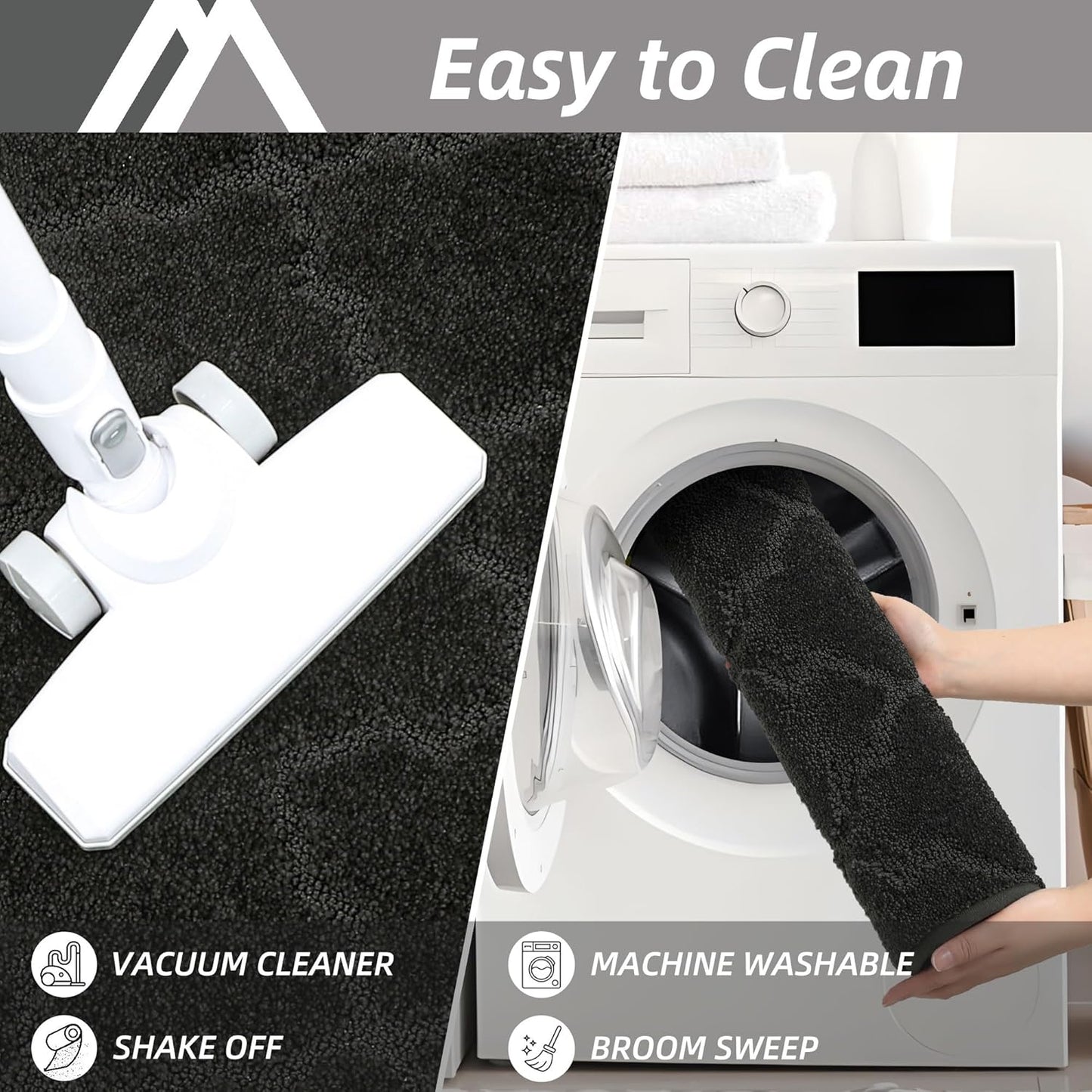 COSY HOMEER Soft Kitchen Rugs and Floor Mats for in Front of Sink Super Absorbent 20"x59" Non-Skid Standing Washable,Polyester,Black