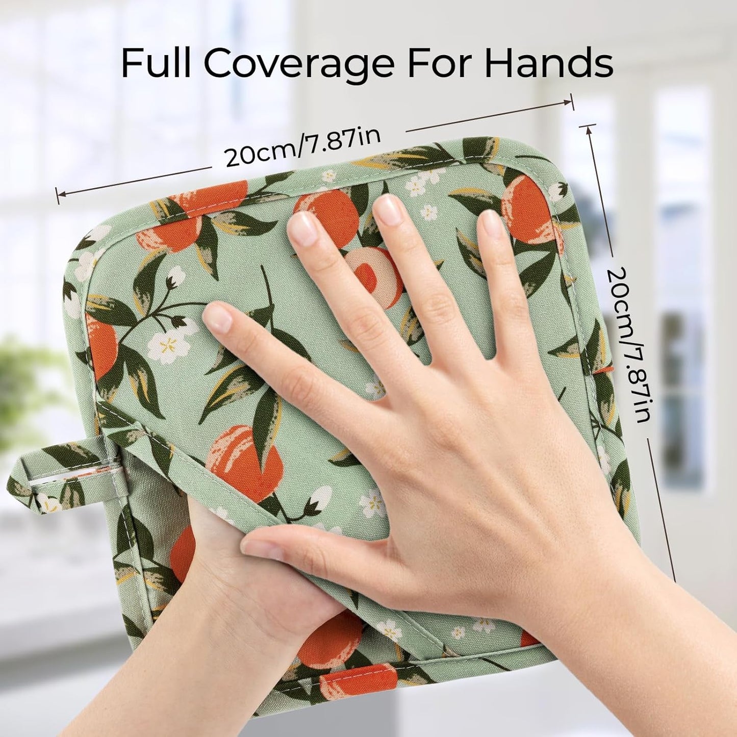 Pot Holders for Kitchen Heat Resistant Hot Pads for Countertops Oven Pot Holders Cotton Potholders for Kitchen Cooking Baking (Watercolor Apricot)