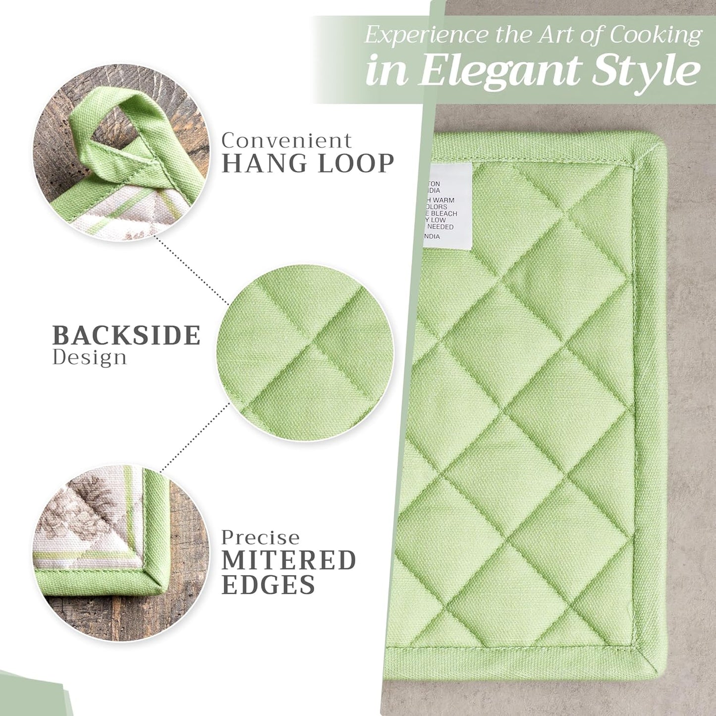 Maison d' Hermine Pot Holders Set 100% Cotton Heat Resistant Potholders 8" x 8" Hot Pads with Loop BBQ, Cooking, Baking, Grilling, Kitchen, Handling Hot Pans (Pack of 2, Christmas Dew)