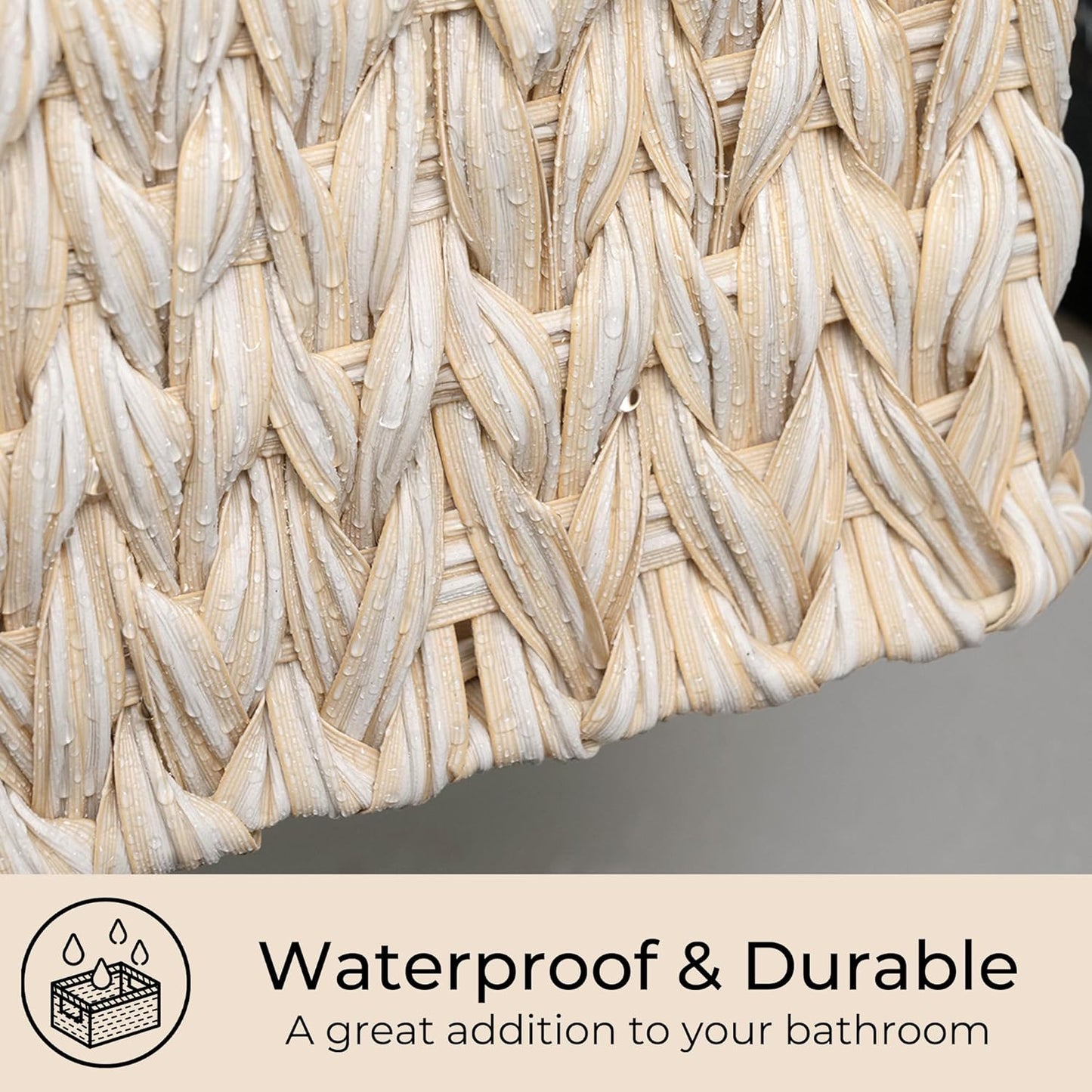 GRANNY SAYS Wicker Storage Baskets for Shelves, Waterproof Wicker Baskets for Organizing, Woven Basket for Shelves, Decorative Basket for Entryway, Butter Milk