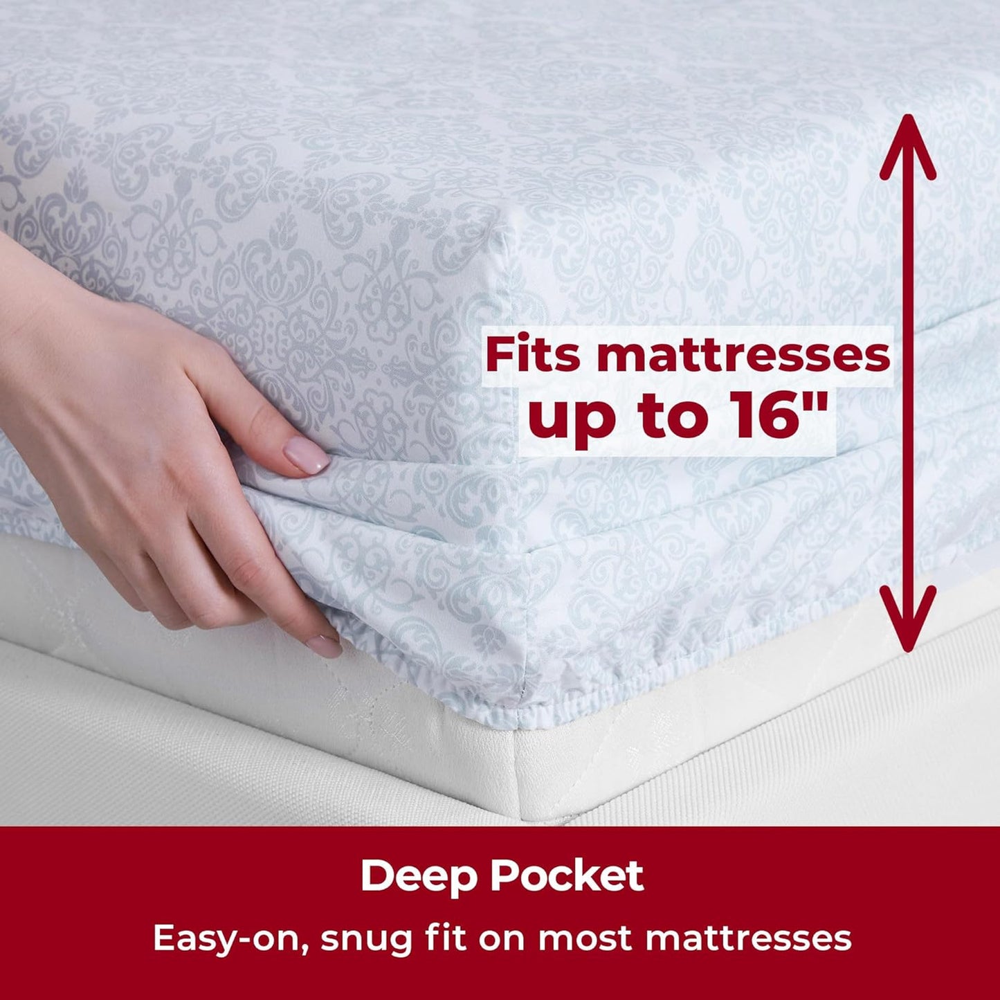 Mellanni California King Sheets Set - 4 PC Iconic Collection Bedding - Hotel Luxury, Extra Soft, Cooling Bed Sheets - Wrinkle, Fade, Stain Resistant (Cal King, Laced Sky Blue)